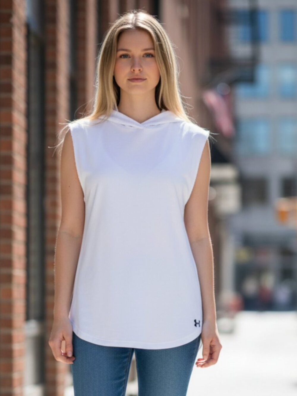 NWT Women's Under Armour UA Terry Sleeveless Hoodie White Medium